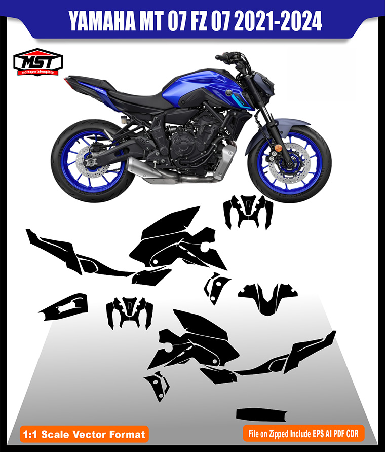 YAMAHA MT 07 FZ 07 2021 2022 2023 2024 TEMPLATE