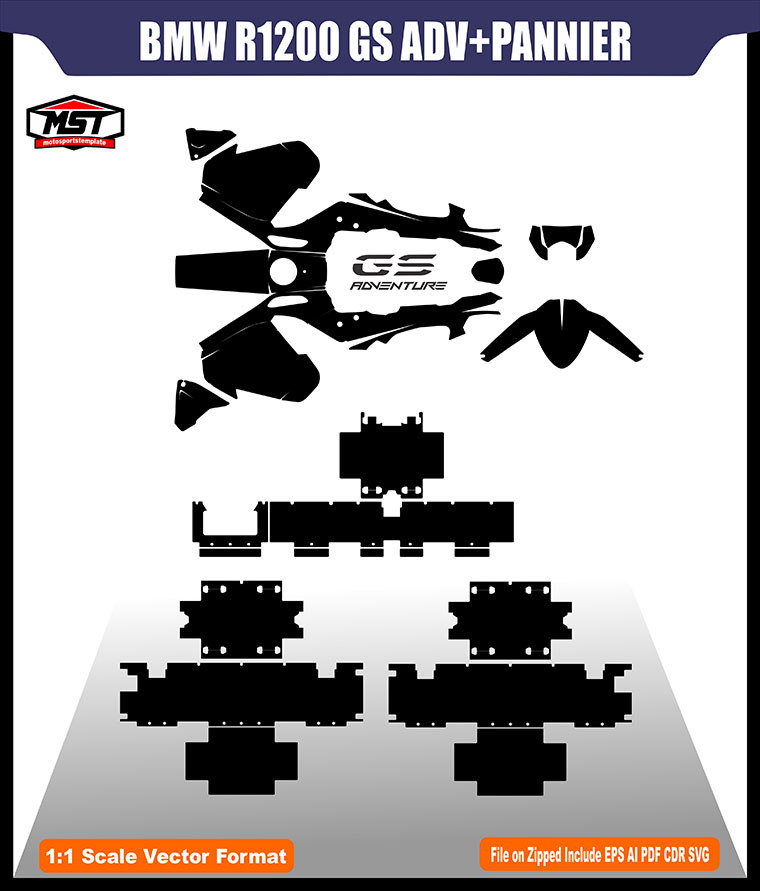 BMW R1200 GS ADVENTURE +PANNIERS TEMPLATE