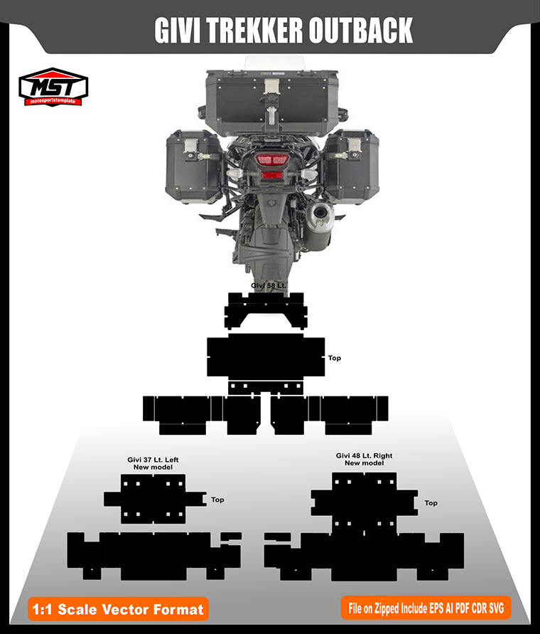 GIVI TREKKER OUTBACK 37 48Lt + 58Lt Top Case Template