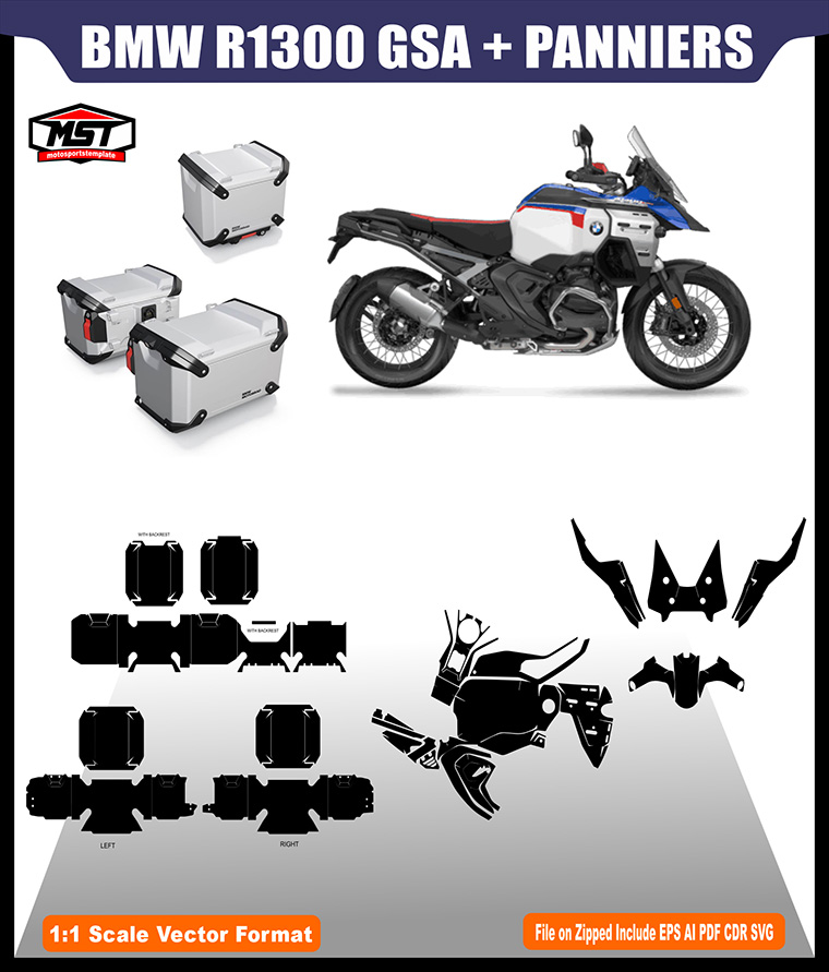 BMW R 1300 GS ADVENTURE 2024 2025 + PANNIERS TEMPLATE